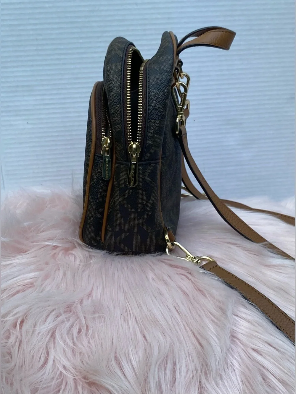 Michael Kors Brown MK Logo  iBackpack with Tan Accents🤎✨